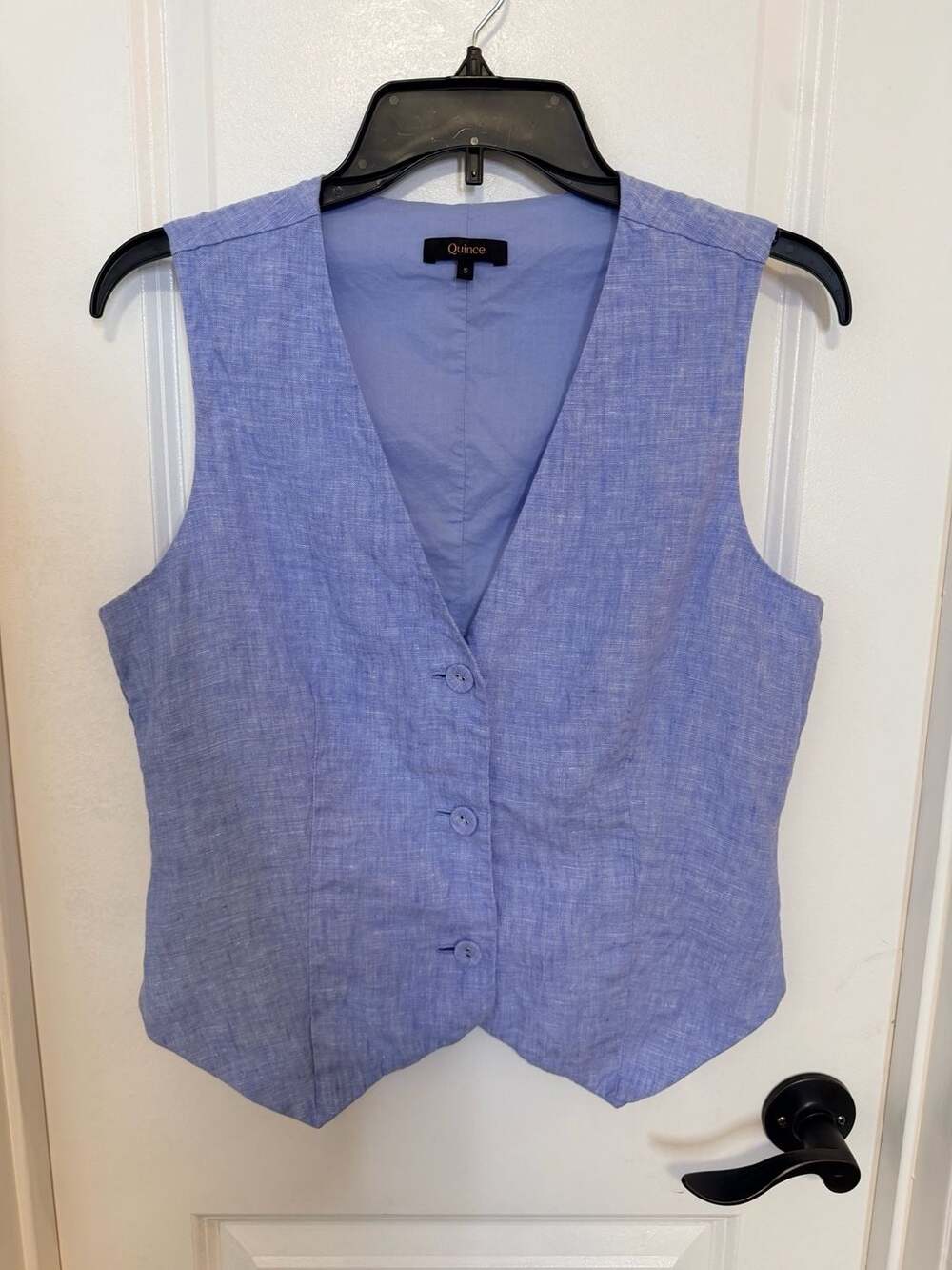 Quince Women's 100% European Linen Vest in French Blue Size S